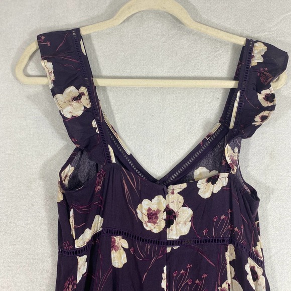 Leith Dress Small Purple Floral A-Line Maxi Slit Ruffle Sleeveless - Picture 6 of 11